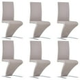 thumbnail image 1 of vidaXL Dining Chairs with Zigzag Shape 6 pcs Cappuccino Faux Leather, 1 of 3