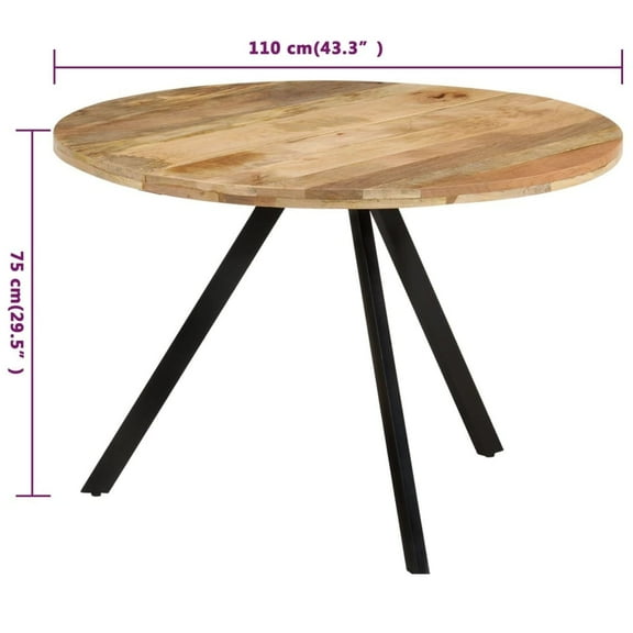 vidaXL Dining Table 43.3"x29.5" Solid Wood Mango