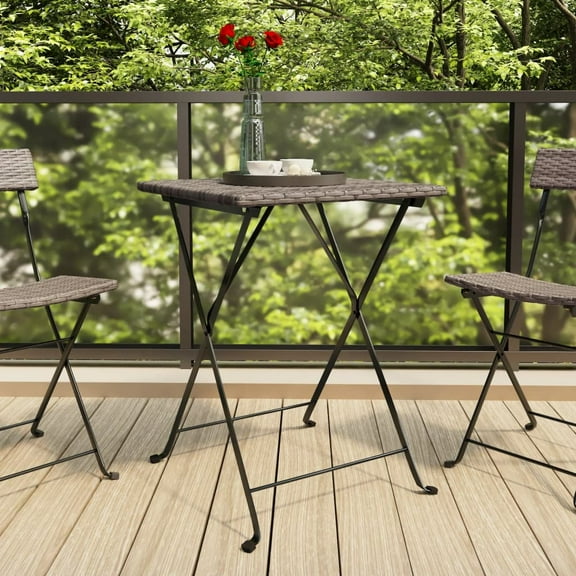 vidaXL Dining Table Folding Bistro Table Outdoor Garden Furniture Poly Rattan