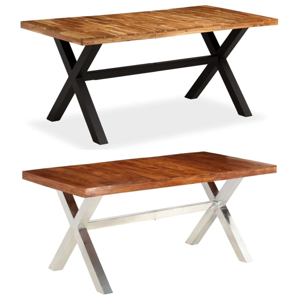 Industrial Acacia Mango Wood Dining Table with Steel Legs, 70.9"
