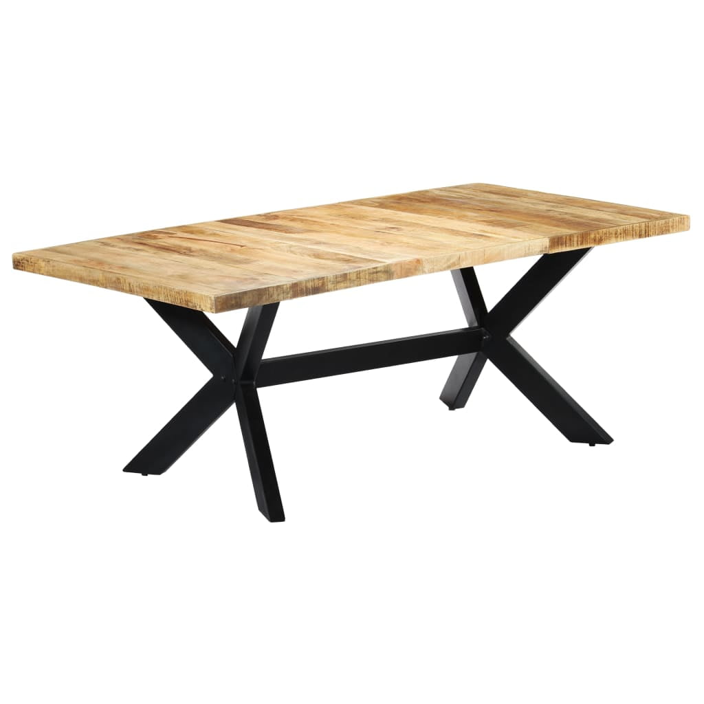 Industrial Reclaimed Mango Wood Dining Table with Black Steel Legs