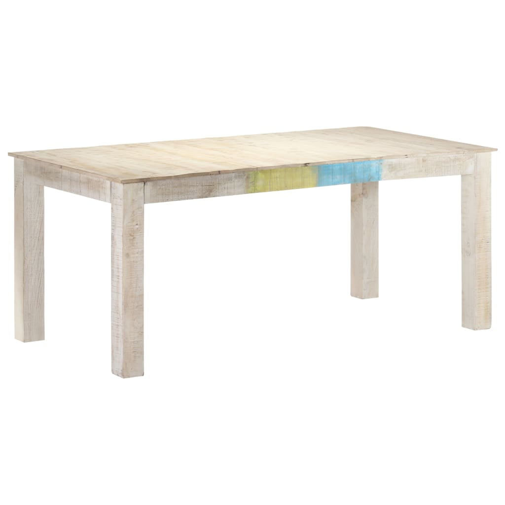 Scandinavian Solid Mango Wood Whitewash Dining Table 70.9" x 35.4"