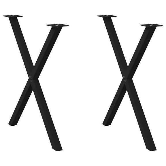 vidaXL Dining Table Leg Set of 2 Black Powder-coated steel