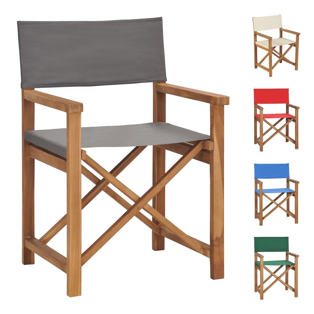 Teak Wood Folding Director's Chair with Cream Canvas