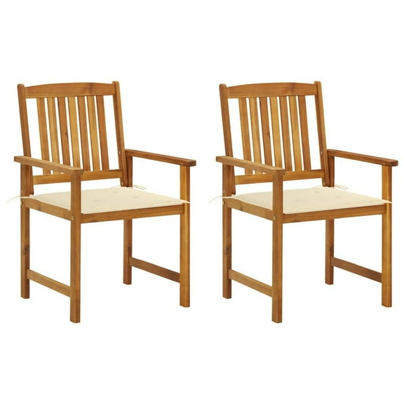vidaXL Patio Chairs Outdoor Patio Dining Chair with Cushions Solid Wood Acacia