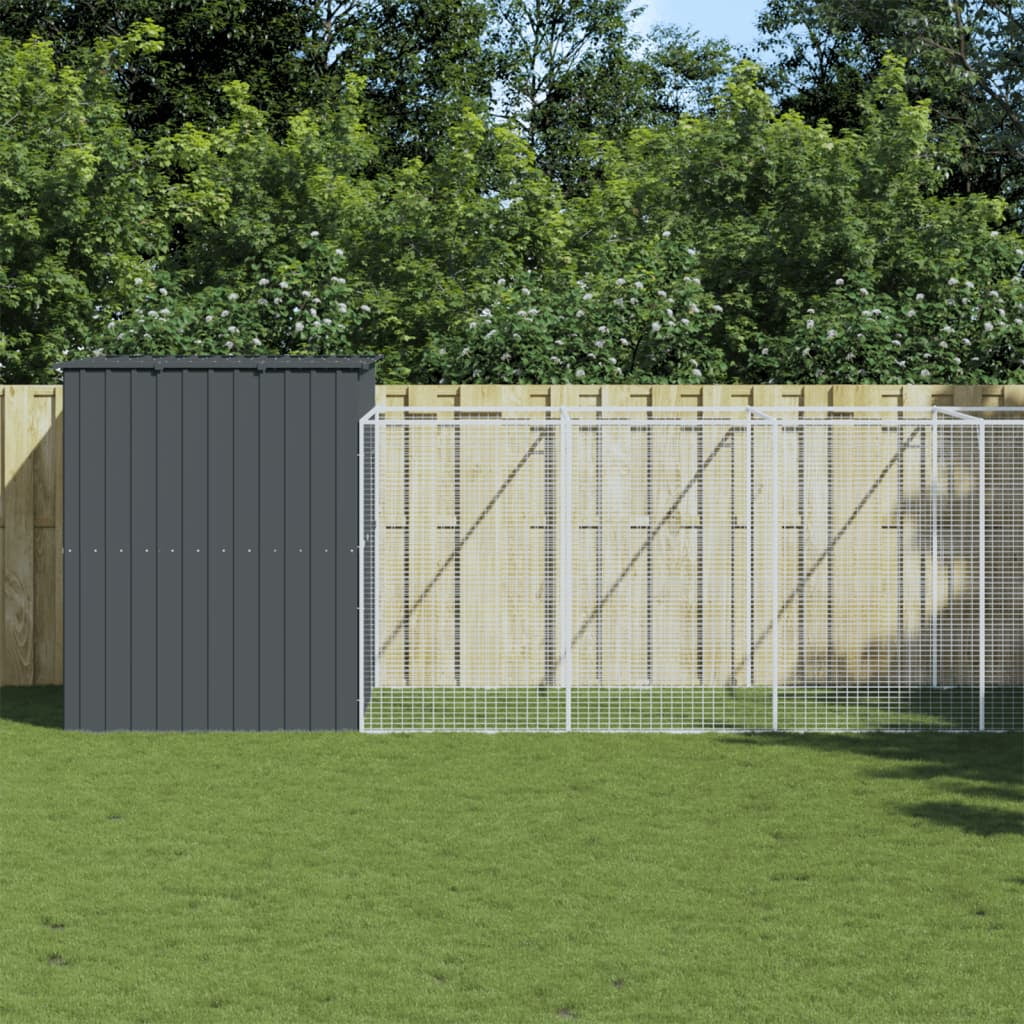vidaXL Dog House Outdoor Dog Kennel Animal Cage with Roof Galvanized Steel