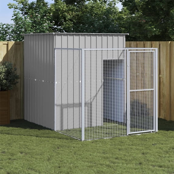 vidaXL Dog House Outdoor Dog Kennel Crate Shelter with Run Galvanized Steel - Walmart.com - Outdoor Dog Runs With Crates
