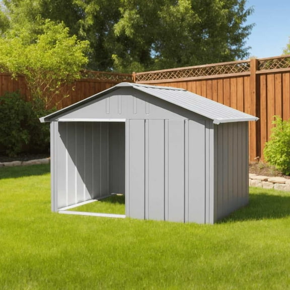 vidaXL Dog House Outdoor Pet Kennel Puppy Shelter Kennel Galvanized Steel