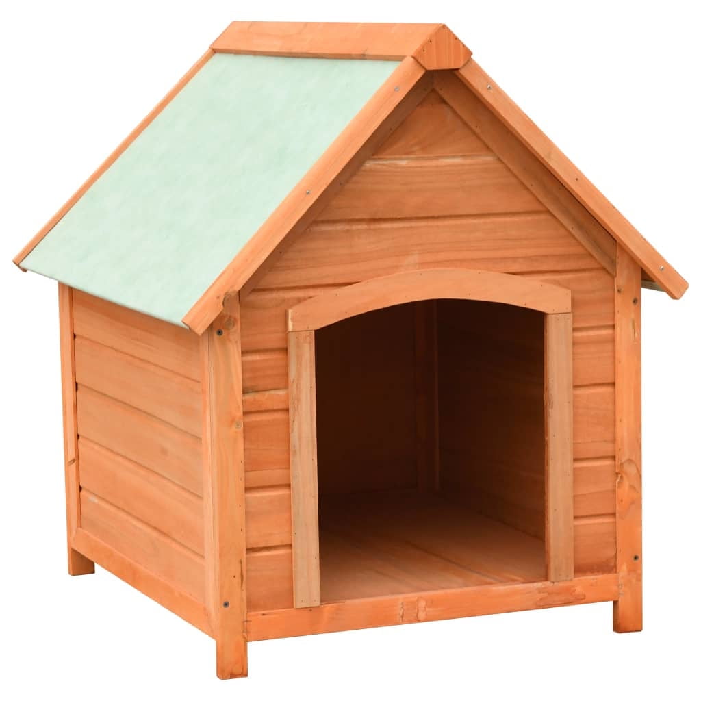 Rustic Pine and Fir Wood Dog House with Green Roof