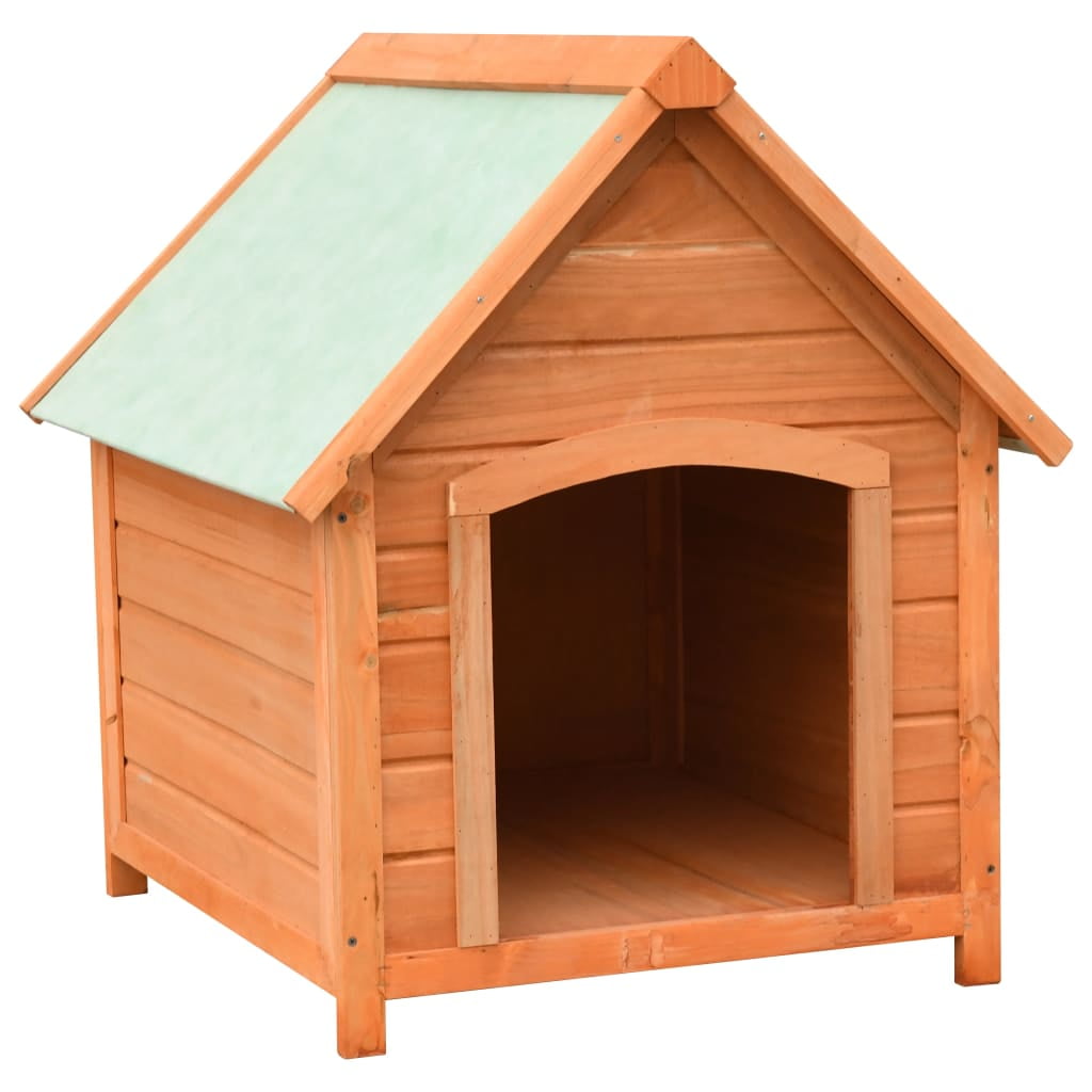 Rustic Pine and Fir Wood Dog House with Green Roof