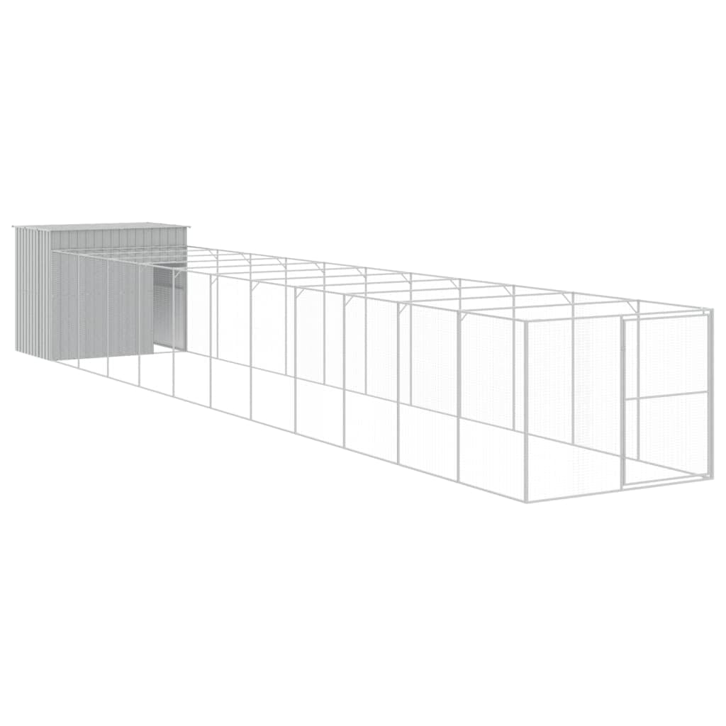 vidaXL Dog House with Run Anthracite 84.3"x260.2"x71.3" Galvanized Steel