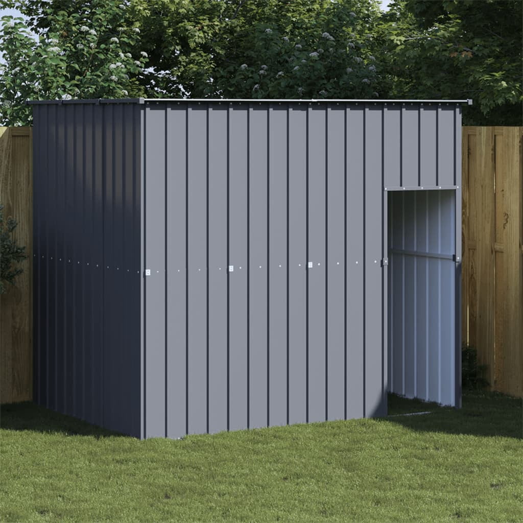 Anthracite Galvanized Steel Outdoor Dog Kennel with Roof