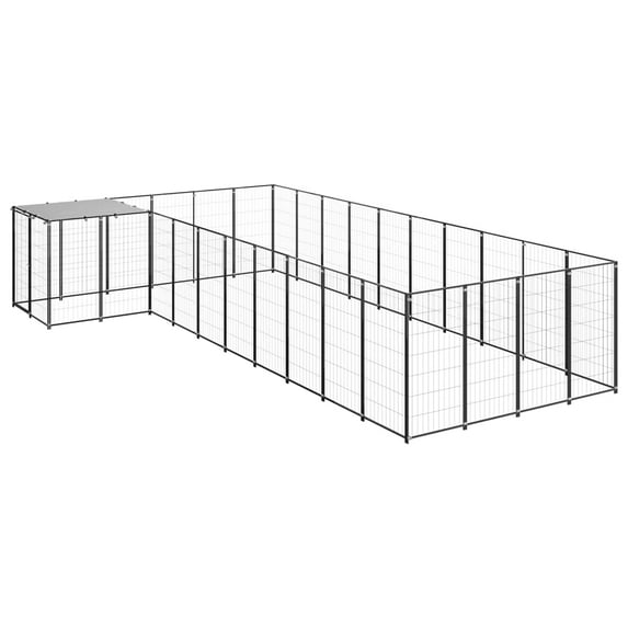 vidaXL Dog Kennel Steel Outdoor Puppy Enclosure Cage Black/Silver Multi Sizes