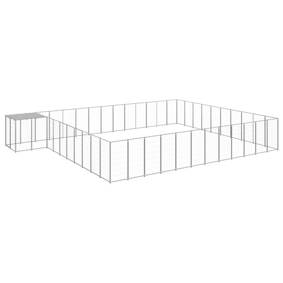 vidaXL Dog Kennel Steel Outdoor Puppy Enclosure Cage Black/Silver Multi Sizes