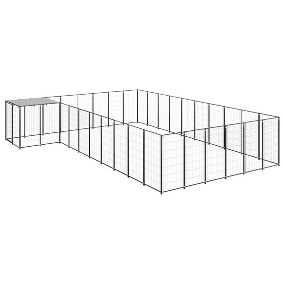 vidaXL Dog Kennel Steel Outdoor Puppy Enclosure Cage Black/Silver Multi Sizes