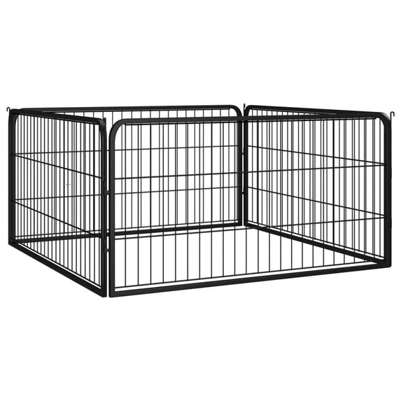 vidaXL Dog Playpen Kennel Dog Cage Puppy Pet Exercise Wire Fence Steel Black