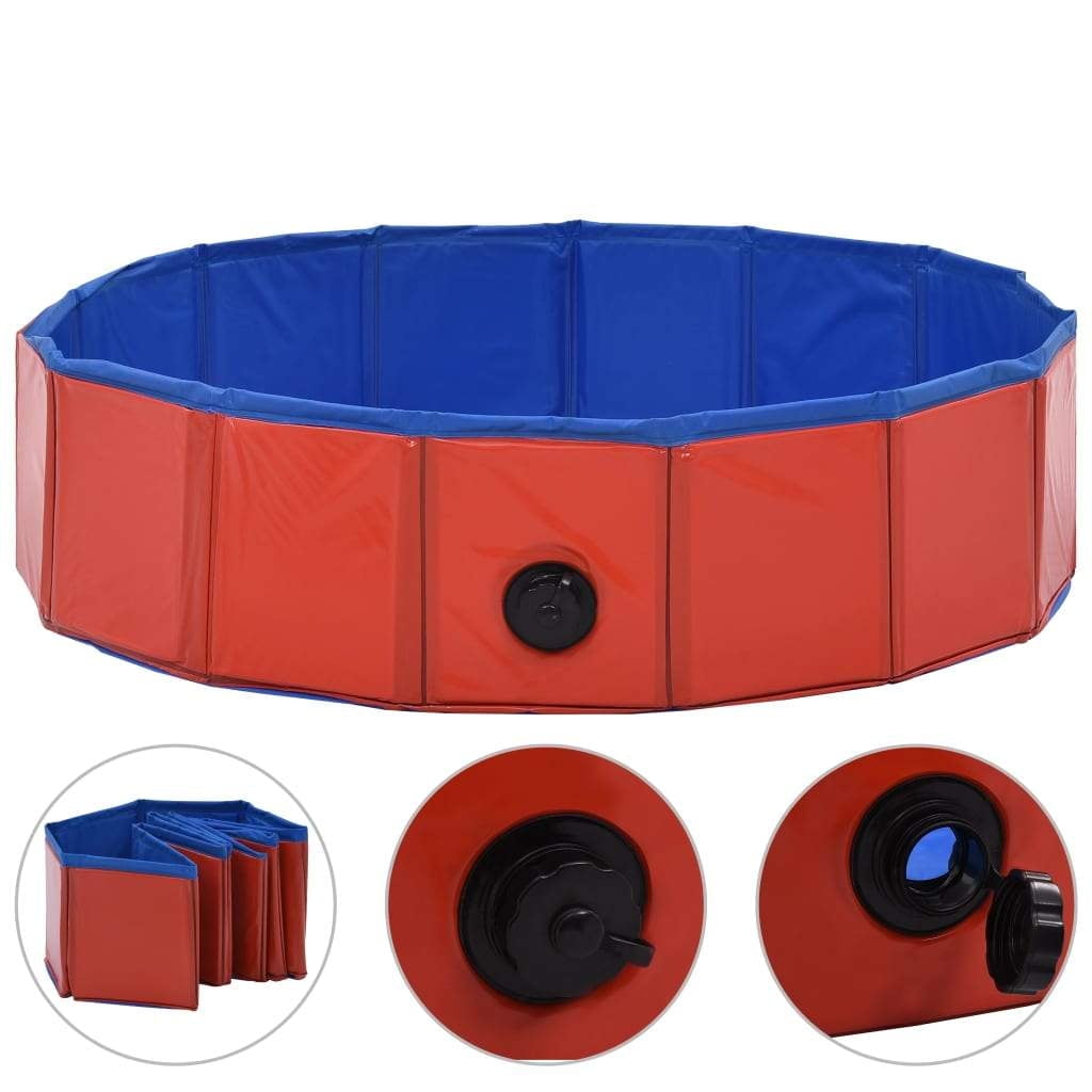 Red Foldable PVC Dog Swimming Pool 31.5" x 7.9"