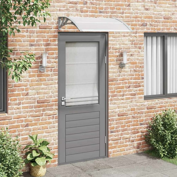vidaXL Front Door Canopy, Outdoor Awning for Porch & Patio, 39.4x31.5 Inches Gray & Transparent