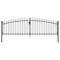 vidaXL Double Door Fence Gate with Spear Top Garden Patio Outdoor Multi Sizes