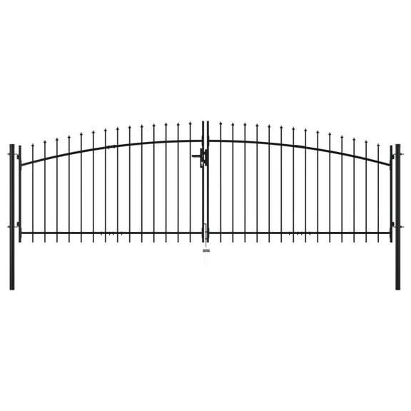 vidaXL Double Door Fence Gate with Spear Top Garden Patio Outdoor Multi Sizes