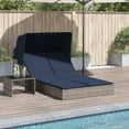 thumbnail image 1 of vidaXL Double Sun Lounger with Canopy and Cushions Gray Poly Rattan, 1 of 8