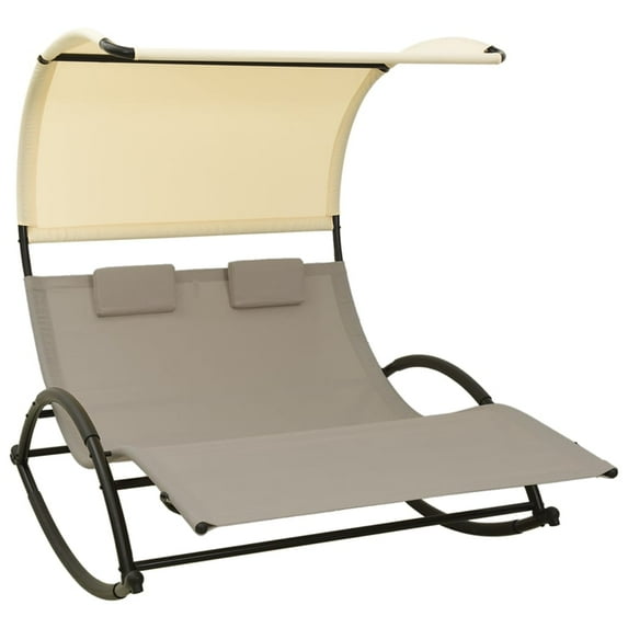 vidaXL Double Sunlounger Patio Lounge Chair with Canopy Outdoor Rocking Sunbed