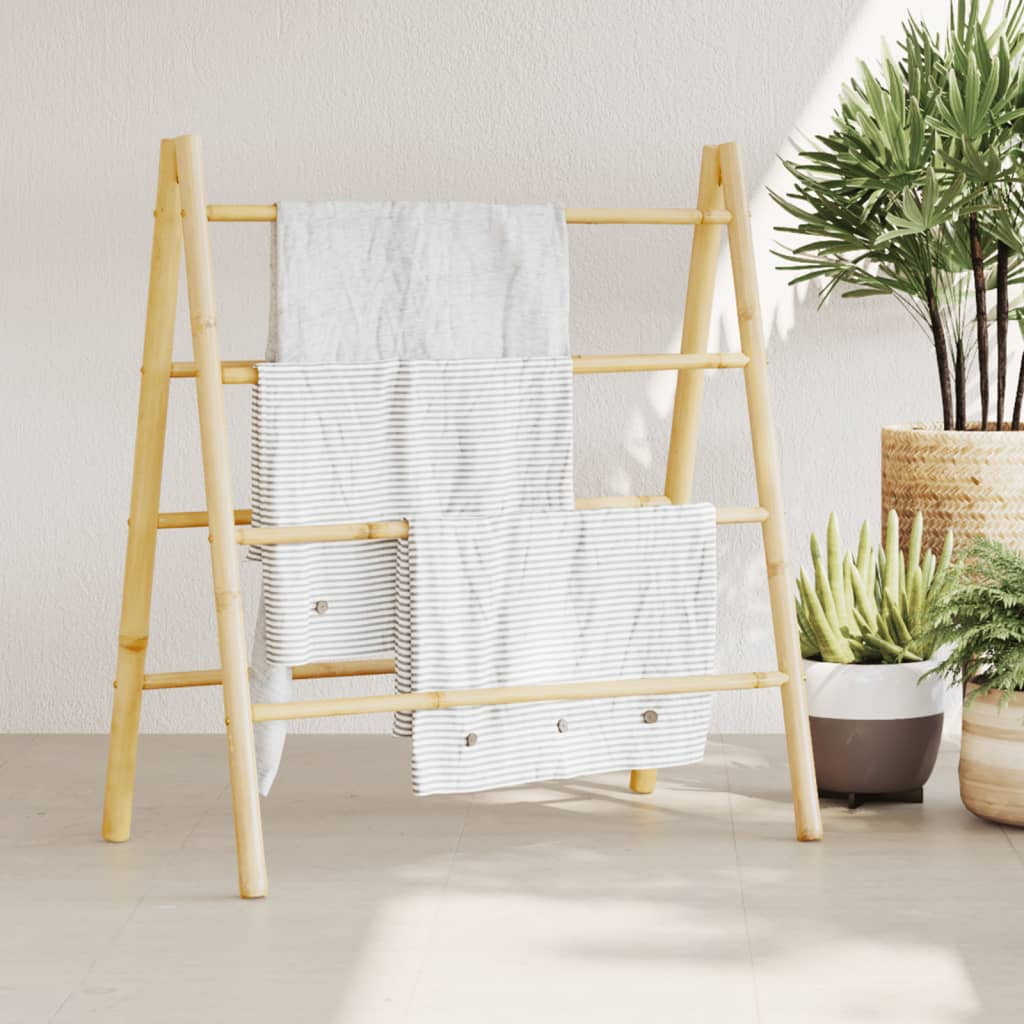 vidaXL Towel Ladder Natural Bamboo Bamboo Double Towel Ladder