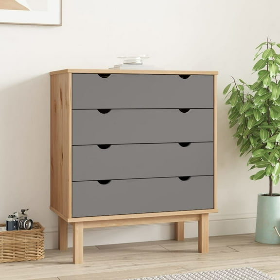 vidaXL OTTA Cabinet with 4 Drawers and 4 Wooden Legs, Brown