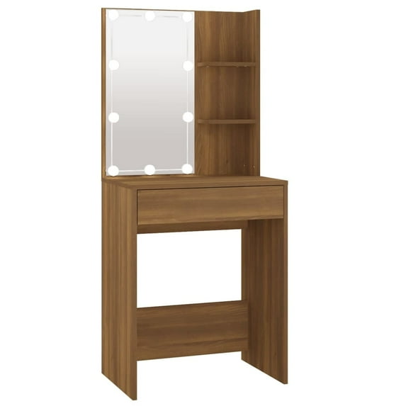 vidaXL Dressing Table with LED Makeup Table with Mirror Lighted Vanity Table