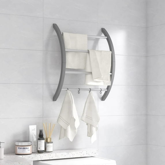 vidaXL Drying Rack Wall Mounted Hanging Clothes Laundry Drying Rack Aluminum