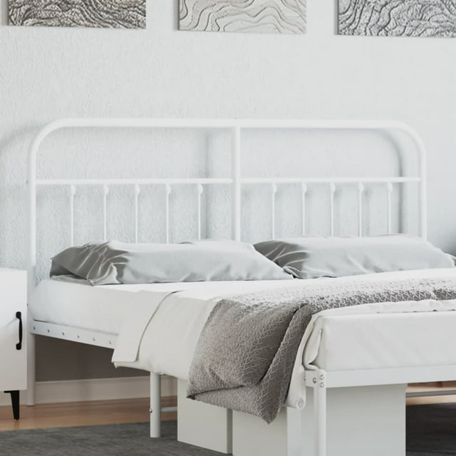 vidaXL Durable Metal Headboard for California King Size Beds, Easy Assembly, Classic Style White