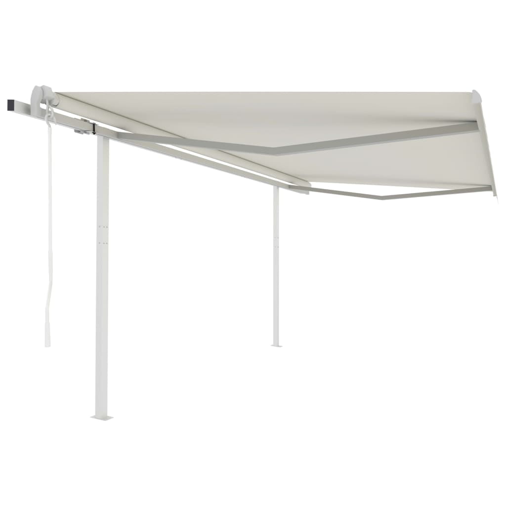 Cream Automatic Retractable Awning with Posts 13.1'x9.8'