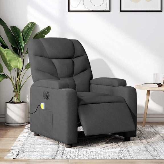 vidaXL Electric Massage Recliner Chair Dark Gray Fabric