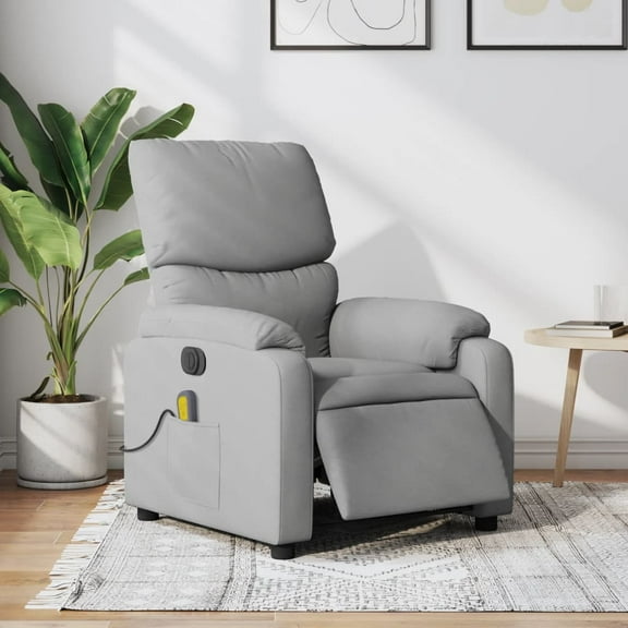 vidaXL Electric Massage Recliner Chair Light Gray Fabric