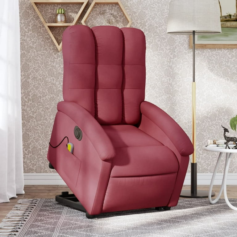 vidaXL Electric Stand up Massage Recliner Chair Wine Red Fabric Walmart