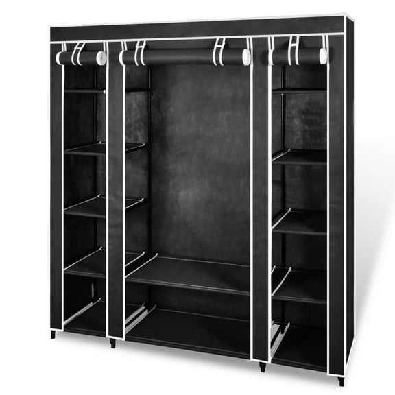 vidaXL Cabinet Black Non-woven Fabric, Iron Collapsible Fabric Wardrobe