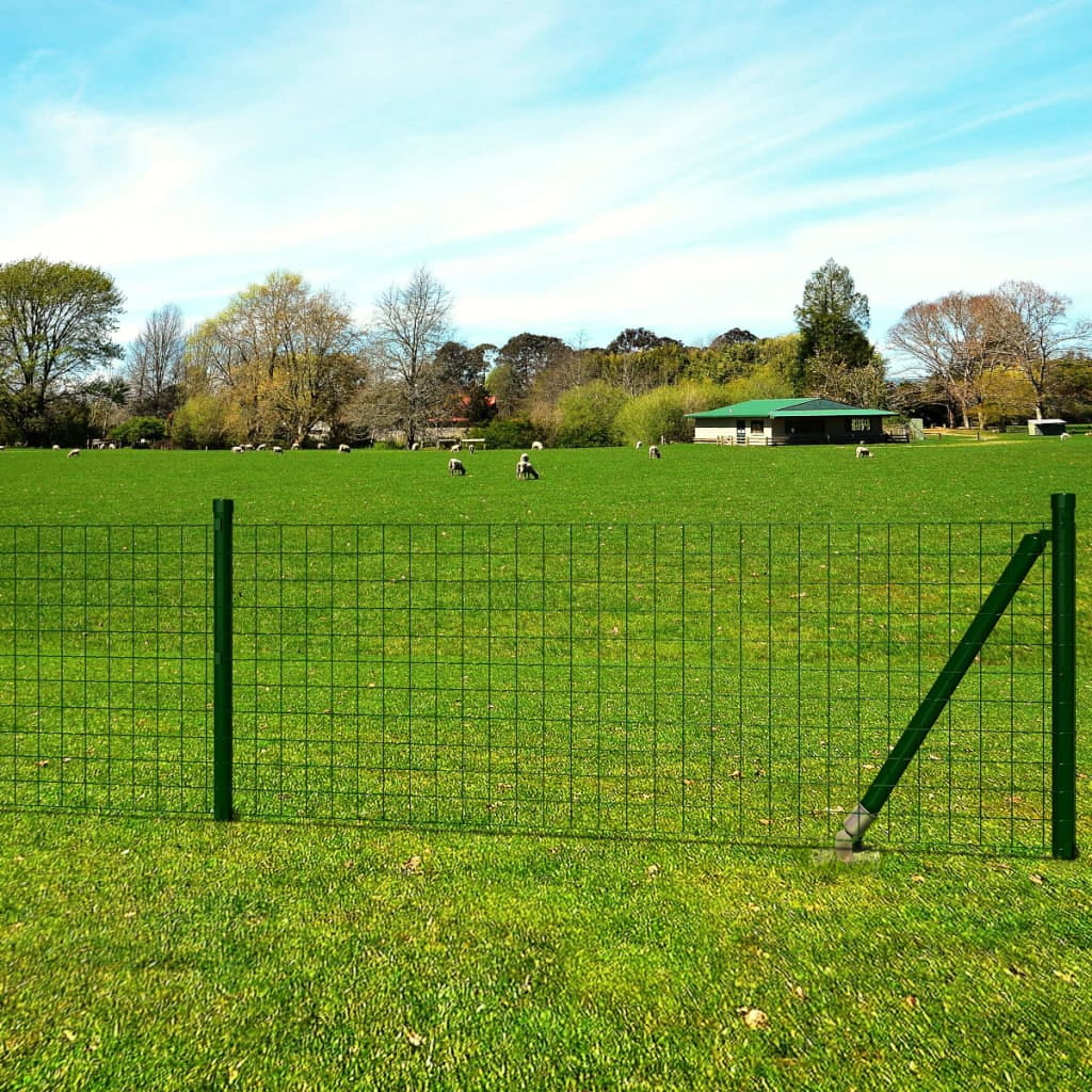 Green PVC Coated Steel Garden Fence with Posts and Accessories