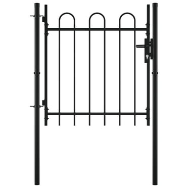 vidaXL Fence Gate Border Fencing Metal Fence Post with Spear Top Double Door