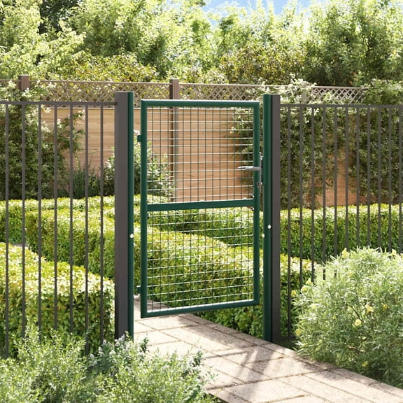 vidaXL Garden Fence Gate Steel Green 39.4" x 49.2"