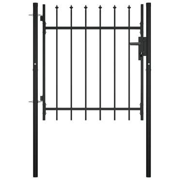 vidaXL Fence Gate Metal Fence Post Garden Gate with Spear Top 39.4"x29.5"