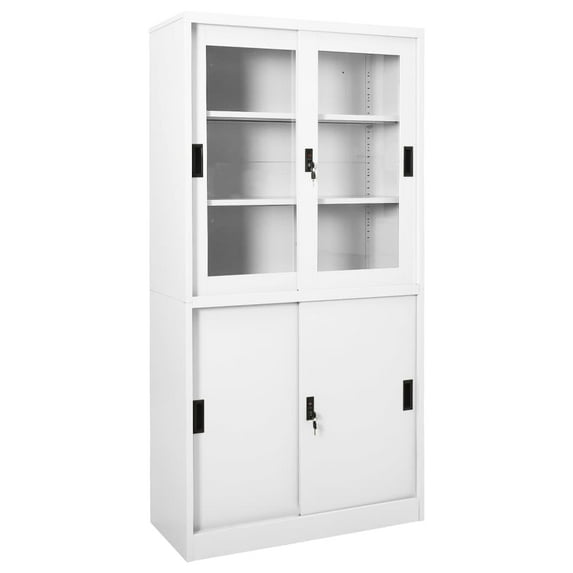 vidaXL Filing Cabinet Storage Office File Cabinet with Sliding Door Steel