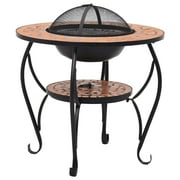 vidaXL Fire Pit Table Fireplace for Camping Picnic Outdoor Firebowl Ceramic