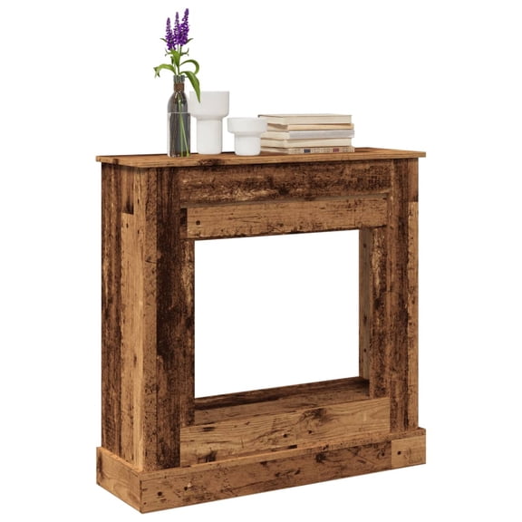 vidaXL Fireplace Surround Old Wood 35.4x11.8x35.4" Engineered Wood