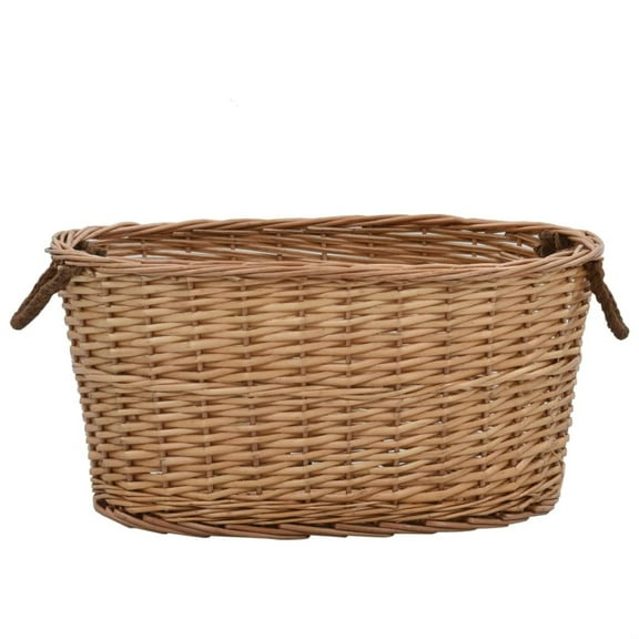 vidaXL Firewood Basket with Carrying Handles Natural Willow Log Storage Basket