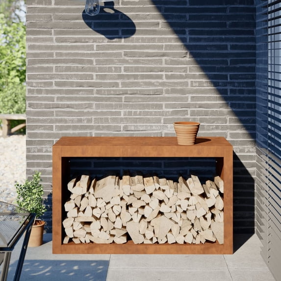 vidaXL Firewood Rack 39.4x15.7x23.6" Weathering Steel