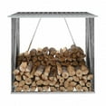 thumbnail image 1 of vidaXL Firewood Rack Log Storage Holder Stand with Roof Galvanized Steel 64.2", 1 of 6