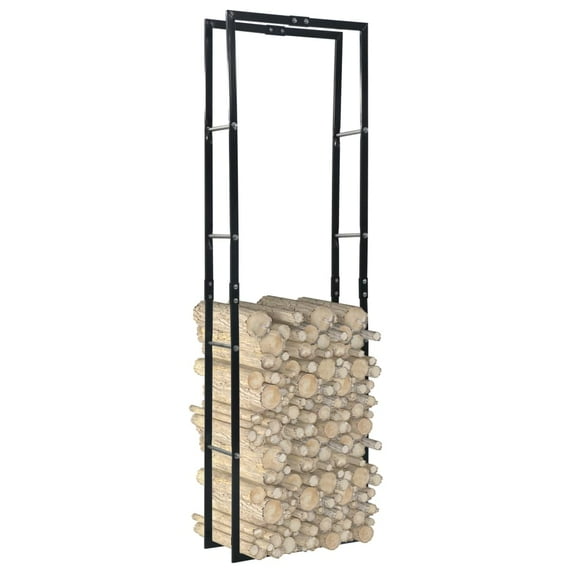 vidaXL Firewood Rack with Base Black Steel Organizer Log Holder Multi Sizes
