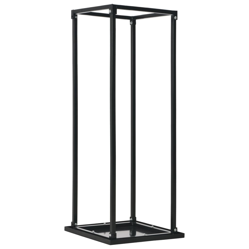 Tall Black Steel Firewood Rack with Base Organizer