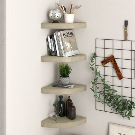 vidaXL Floating Corner Shelf Oak 9.8"x9.8"x1.5" MDF