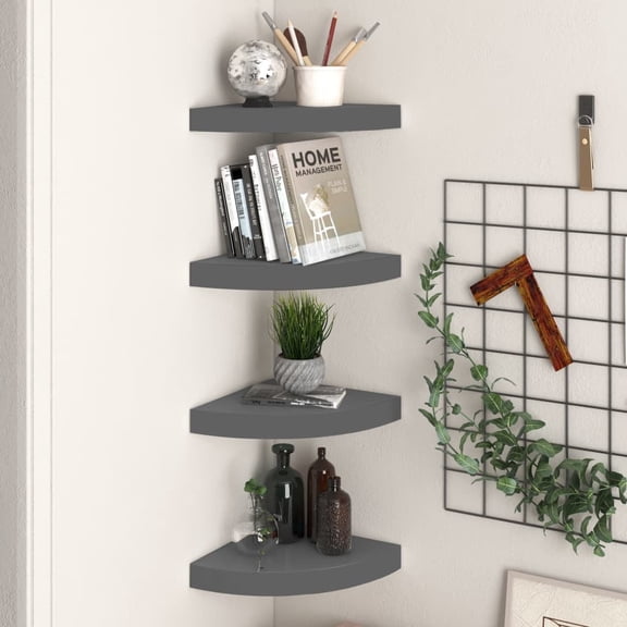vidaXL Floating Corner Shelf Oak 9.8"x9.8"x1.5" MDF